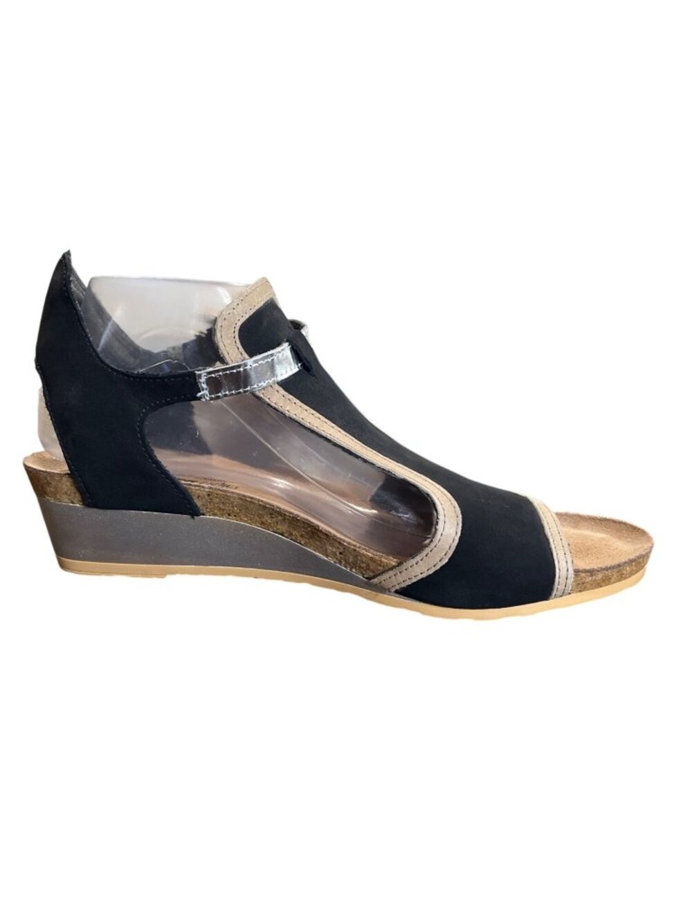 Naot Fiona Wedge Sandal Womens Size 11 Open-Toe Black Leather - Picture 3 of 9